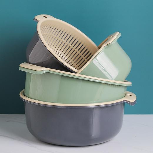 双层镂空沥水篮家用洗水果沥水篮创意塑料洗菜篮厨房多功能洗菜盆