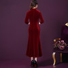 WXY-6508W新款中国风复古礼服金丝绒修身旗袍裙 商品缩略图2