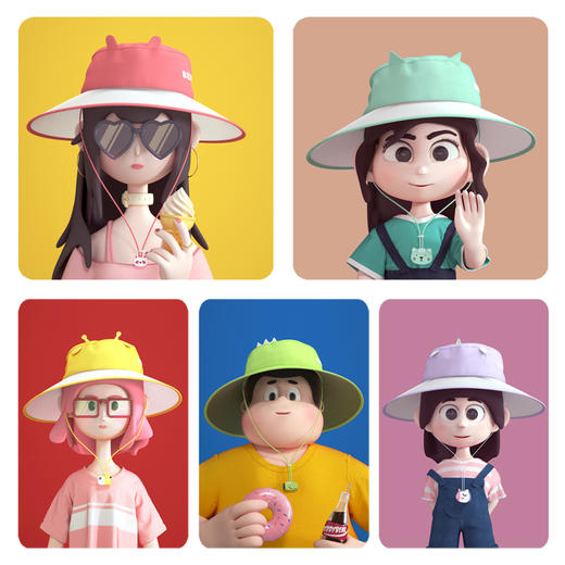 2020杯具熊儿童防晒帽太阳帽大檐渔夫帽BJX 商品图0