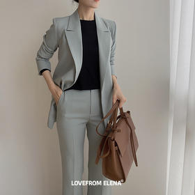 无扣腰带西装&微喇西装裤