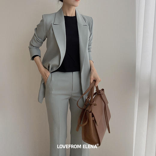 无扣腰带西装&微喇西装裤 商品图0