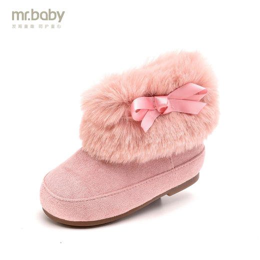 mr.baby时尚童鞋2020冬季新品 仿兔毛蝴蝶结宝宝公主靴 商品图1