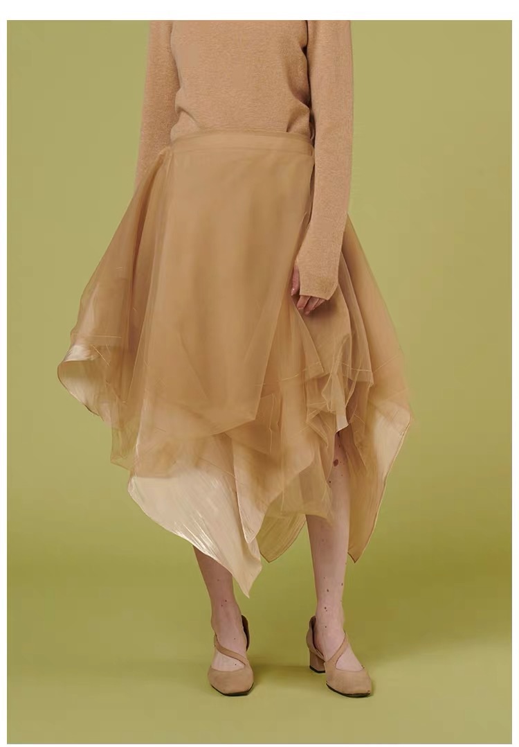 deepmoss设计师品牌纱质水光半身裙中长裙女多色dm19awsk08s1