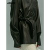 YIRANTIAN2020春夏新款黑色皮革腰间系带衬衫轻薄亲肤原创设计 YRT2020SS-SH05BPU 商品缩略图4