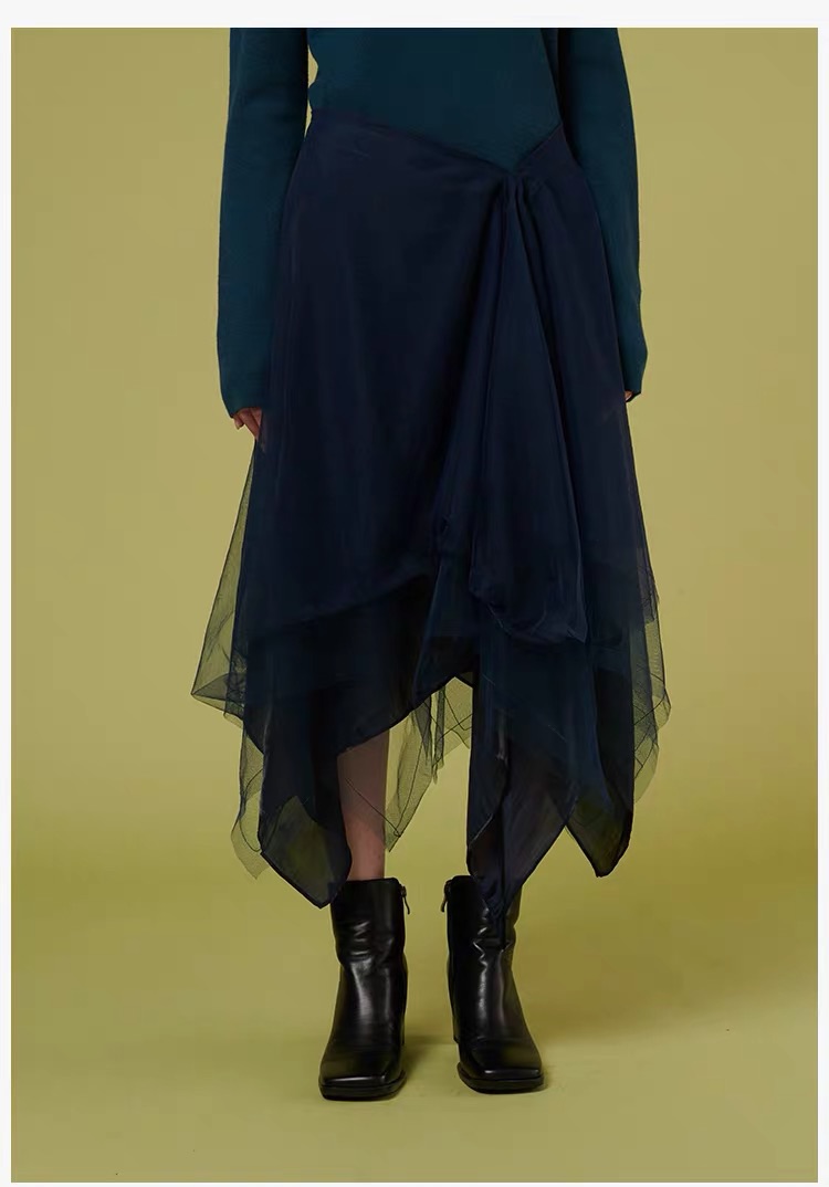 deepmoss设计师品牌纱质水光半身裙中长裙女多色dm19awsk08s1