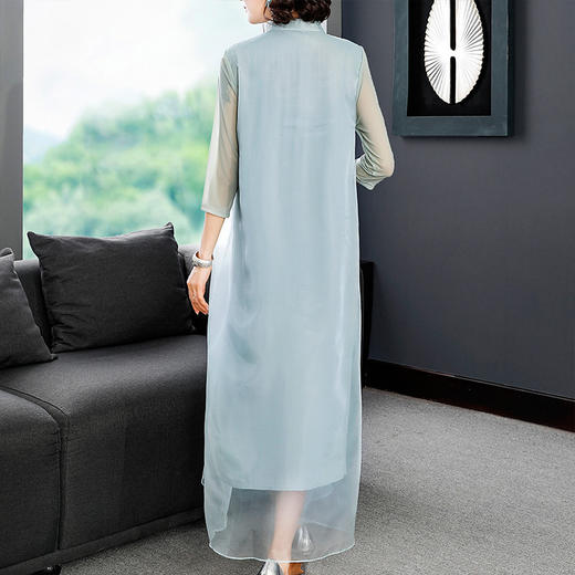 KDS-1104复古中式仙鹤刺绣欧根纱连衣裙 商品图4