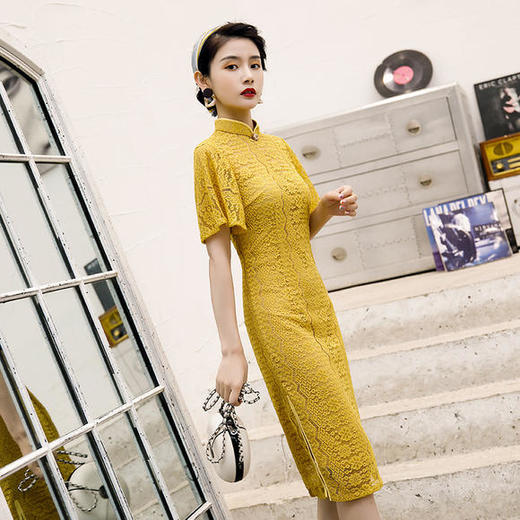 GSJ-6271中长款时尚蕾丝旗袍 商品图2