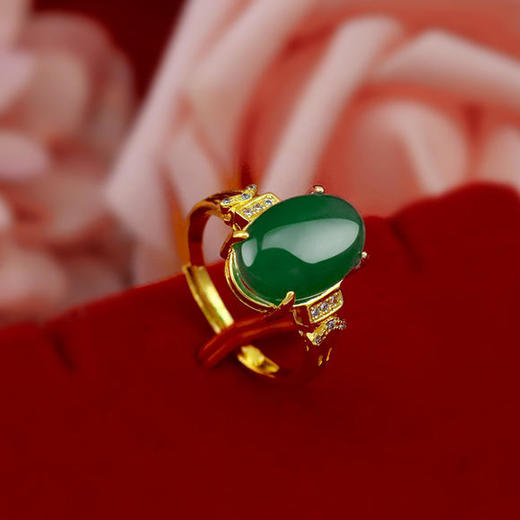 NY-NYW001943新款沙金微镶绿玉髓宝石项链套装 商品图2