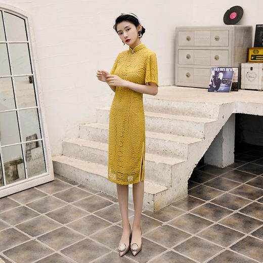 GSJ-6271中长款时尚蕾丝旗袍 商品图3