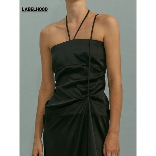 YIRANTIAN 黑色真丝绑带细节长款吊带裙 YRT20SS-D06BLK 商品图3