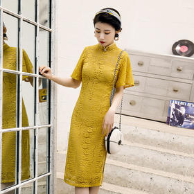 GSJ-6271中长款时尚蕾丝旗袍