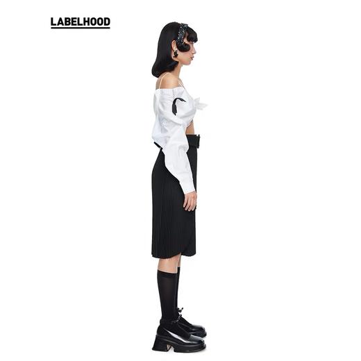 SHUSHU TONG2020春夏新款白色宽松落肩吊带上衣蝴蝶结露肩衬衫女 ss20to09co102wh100 商品图2