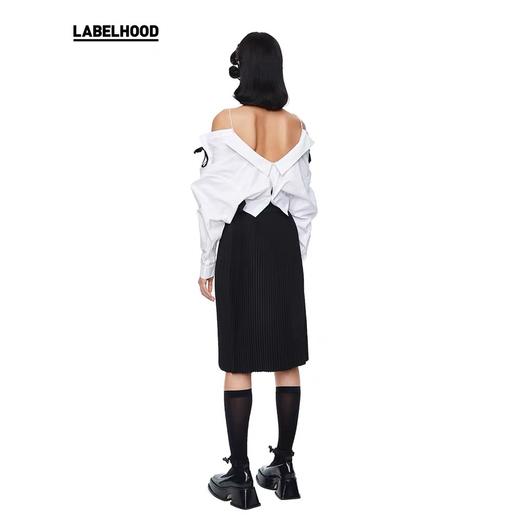 SHUSHU TONG2020春夏新款白色宽松落肩吊带上衣蝴蝶结露肩衬衫女 ss20to09co102wh100 商品图3