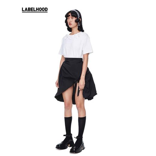 SHUSHU TONG2020春夏新款不规则蝴蝶结中长裙A字型双层裙摆半身裙 ss20sk03po192ba100 商品图2