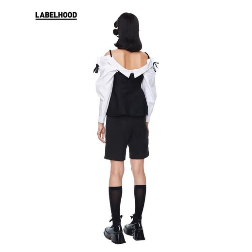 SHUSHU TONG2020春夏新款收腰平口抹胸麻花编织绳毛边吊带上衣女 ss20to03co681ba100 商品图5