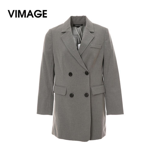 VIMAGE纬漫纪春季新款时尚高级洋气翻领双排扣显瘦西装外套女V1303905 商品图2