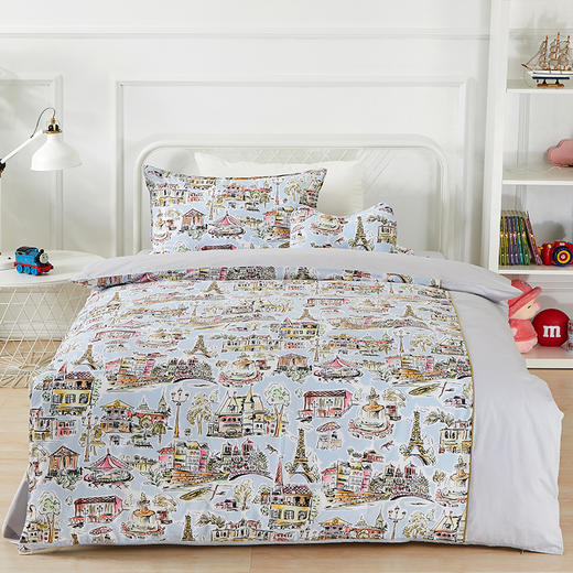 阳春小镇 全棉卡通拼接三件套 学生宿舍被套床单 单人床上用品 商品图4
