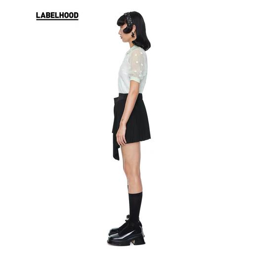 SHUSHU TONG2020春夏新款空灵透明星星绣花弹力短袖polo衫上衣女 ss20to20tm001wh100 商品图5