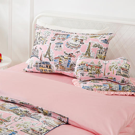 阳春小镇 全棉卡通拼接三件套 学生宿舍被套床单 单人床上用品 商品图2