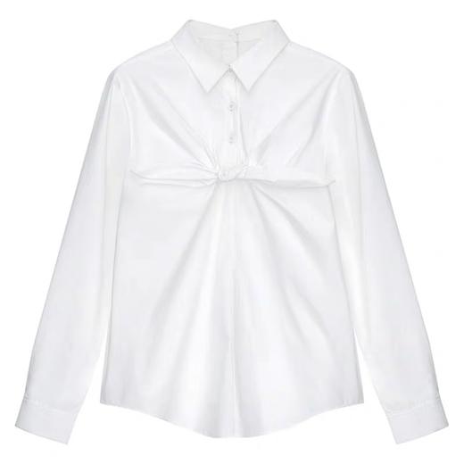 SHUSHU TONG2020春夏新款白色前胸蝴蝶结后背单排扣长袖衬衫女潮 ss20to06co102wh100 商品图4