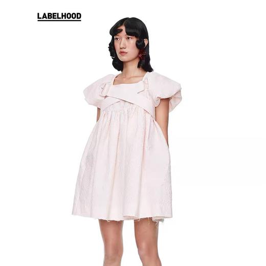 SHUSHU TONG2020春夏新款高腰压花交叉背带娃娃裙荷叶袖连衣裙女 ss20dr01co681ba100 商品图3