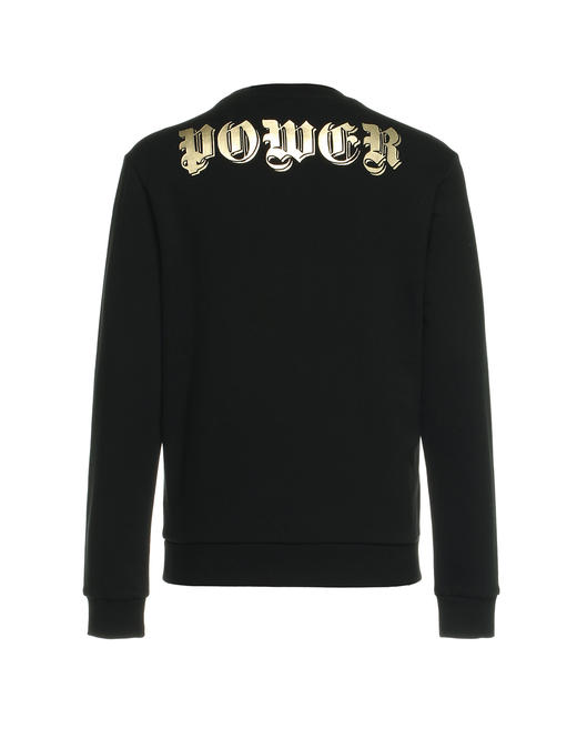 Marco Azzali 黑色皇冠烫金长袖T恤卫衣 T3980200 商品图1