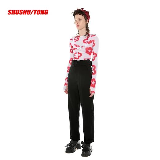SHUSHU TONG圆领长袖印花紧身上衣满印皮肤衣打底T恤  aw19to12lh 商品图1