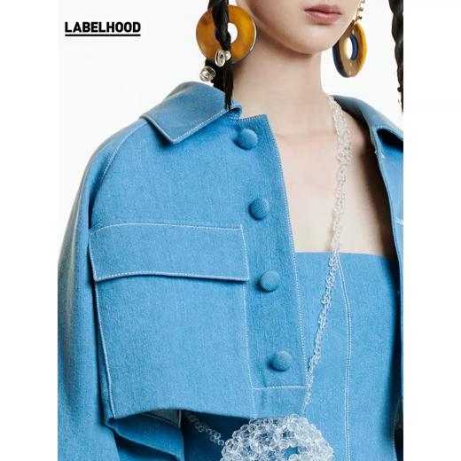 MAISON SANS TITRE 2020春夏新品 设计感蓝色牛仔夹克短外套 SS20ST24MA06BL01 商品图4