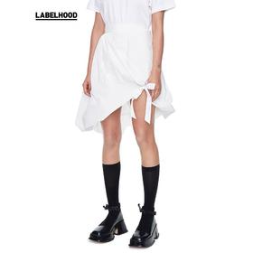 SHUSHU TONG2020春夏新款不规则蝴蝶结中长裙A字型双层裙摆半身裙 ss20sk03po192ba100