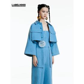 MAISON SANS TITRE 2020春夏新品 设计感蓝色牛仔夹克短外套 SS20ST24MA06BL01