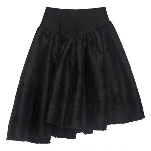 SHUSHU TONG2020春夏新款不规则不对称提花A型大波浪抽褶半身裙 ss20sk01po001ba100 商品图4