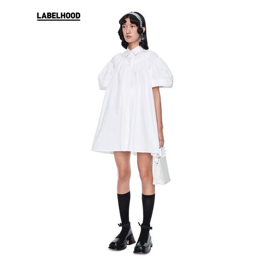 SHUSHU TONG2020春夏新品白色短袖衬衫连衣裙女 ss20dr08co102wh100 商品图1