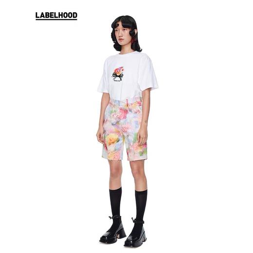 SHUSHU TONG2020春夏新款高腰水彩印花休闲直筒裤口袋毛边短裤女 ss20tr02pl200print001 商品图1