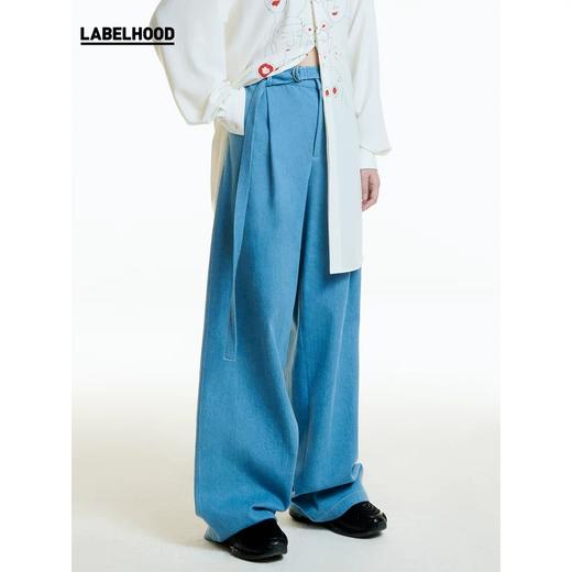 MAISON SANS TITRE 2020春夏新品 复古粗蓝色飘带高腰阔腿裤 SS20ST01MA06BL01 商品图0