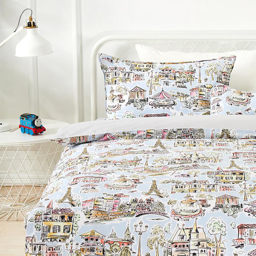 阳春小镇 全棉卡通拼接三件套 学生宿舍被套床单 单人床上用品 商品图3