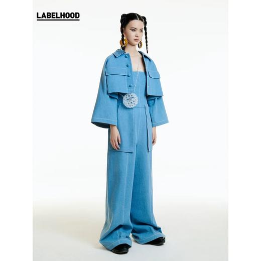 MAISON SANS TITRE 2020春夏新品 设计感蓝色牛仔夹克短外套 SS20ST24MA06BL01 商品图2