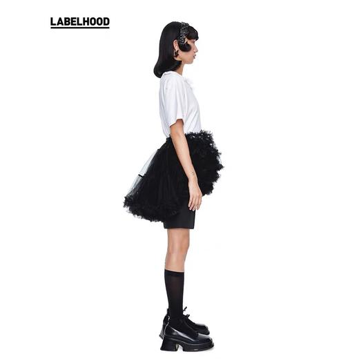 SHUSHU TONG2020春夏新款不规则荷叶边层叠褶皱花边网纱半身裙短 ss20sk04po003wh100 商品图3