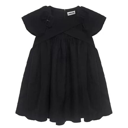 SHUSHU TONG2020春夏新款高腰压花交叉背带娃娃裙荷叶袖连衣裙女 ss20dr01co681ba100 商品图6