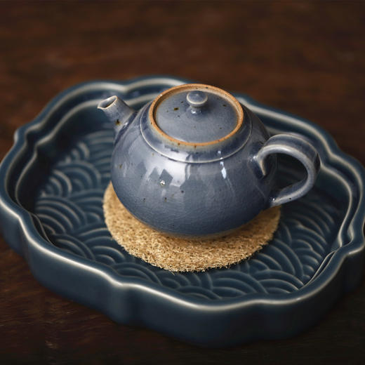 「景德镇祥云,海浪壶承」手工雕刻茶器 圆形方形干泡功夫茶茶具 果盘