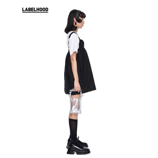 SHUSHU TONG2020春夏新款黑色松紧肩带蓬松娃娃裙吊带文胸连衣裙 ss20dr03co681pk100 商品图3