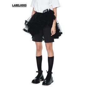 SHUSHU TONG2020春夏新款不规则荷叶边层叠褶皱花边网纱半身裙短 ss20sk04po003wh100