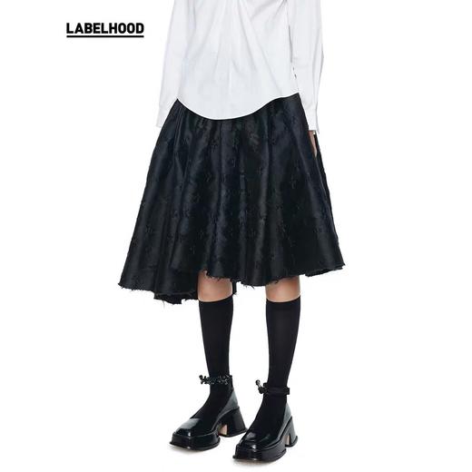 SHUSHU TONG2020春夏新款不规则不对称提花A型大波浪抽褶半身裙 ss20sk01po001ba100 商品图0