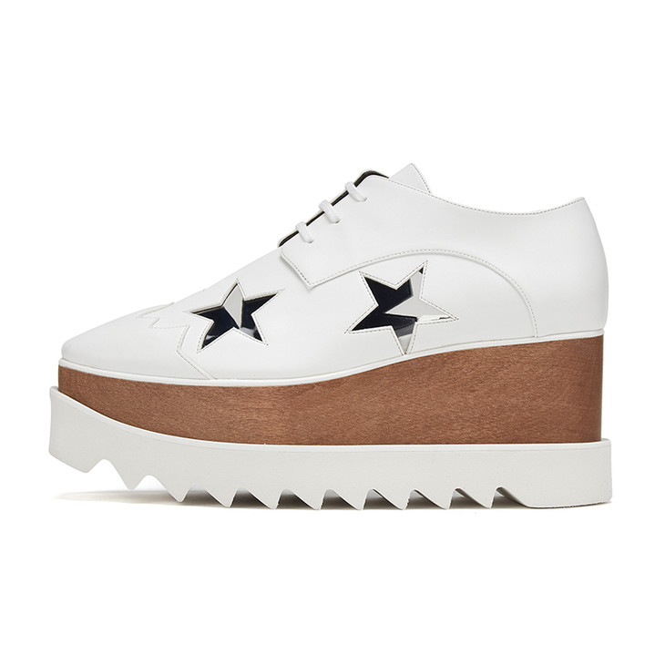 stellamccartney牛皮革时尚星星装饰系带女士松糕鞋厚底鞋休闲鞋j1asm