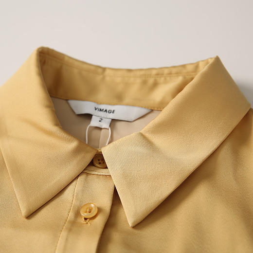VIMAGE纬漫纪夏款轻薄丝滑纯色收腰通勤职业衬衫连衣裙女V1307903 商品图8