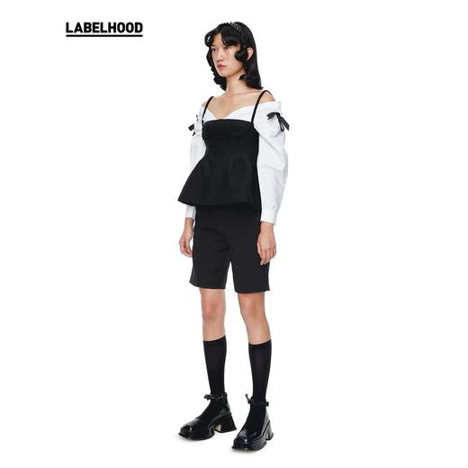 SHUSHU TONG2020春夏新款收腰平口抹胸麻花编织绳毛边吊带上衣女 ss20to03co681ba100 商品图3