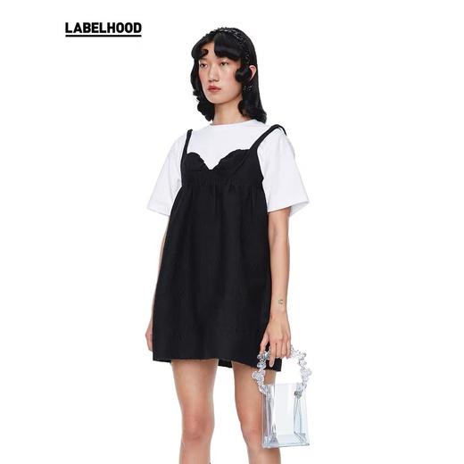 SHUSHU TONG2020春夏新款黑色松紧肩带蓬松娃娃裙吊带文胸连衣裙 ss20dr03co681pk100 商品图1