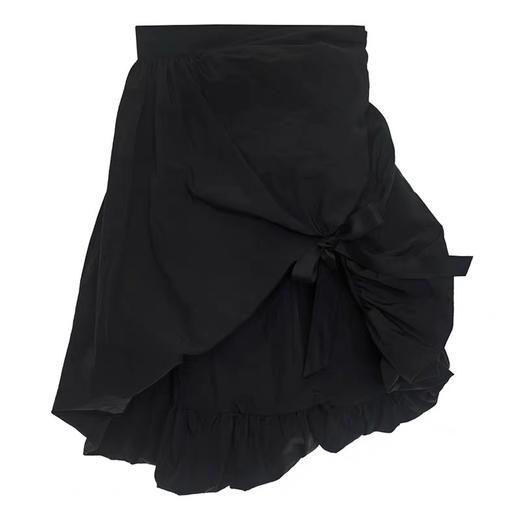 SHUSHU TONG2020春夏新款不规则蝴蝶结中长裙A字型双层裙摆半身裙 ss20sk03po192ba100 商品图4