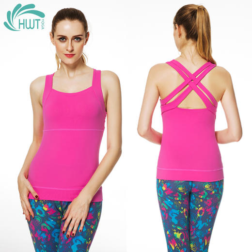 《惊爆618 不退换》HWT宽边户外交叉运动背心上衣  夏季瑜伽服 大码瑜伽服 商品图2