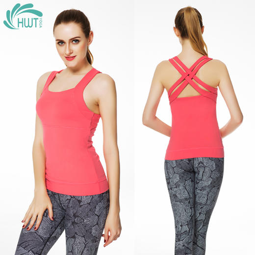 《惊爆618 不退换》HWT宽边户外交叉运动背心上衣  夏季瑜伽服 大码瑜伽服 商品图4