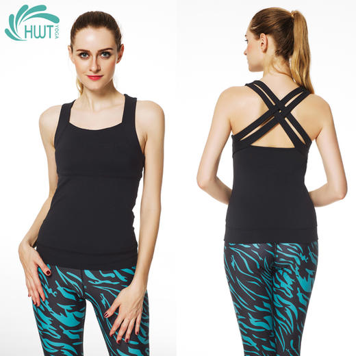 《惊爆618 不退换》HWT宽边户外交叉运动背心上衣  夏季瑜伽服 大码瑜伽服 商品图1